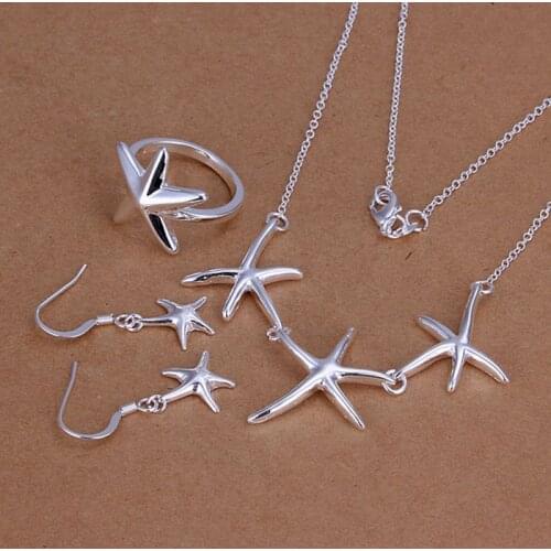 Sets Silver Plated Sets Silver Trendy Jewelry Sets Starfishs Jewelry Wholesale Free Shipping wqmn LS175