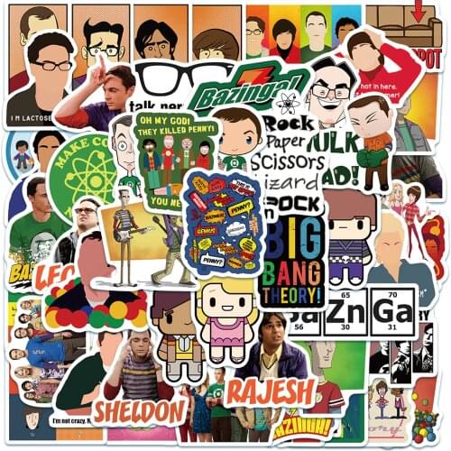 50PCS TV Show The Big Bang Theory Stickers Laptop Guitar Luggage Skateboard Bike Car Waterproof Graffiti Sticker Decal Toys
