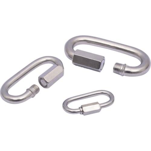 New Stainless Steel Screw Lock Climbing Gear Carabiner Quick Links Safety Snap Hook Chain Connecting Ring Carabiner Chain Buckle