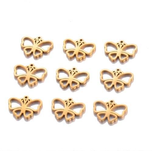 10PCS/Lot Stainless Steel Pendants Used To Make Bracelet Butterfly Accessories Diy Jewelry Found