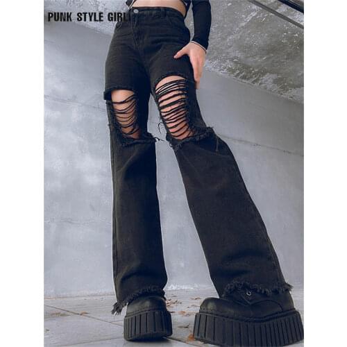 Женские джинсовые капри PUNK STYLE GIRL China At AliExpress