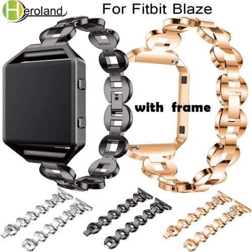 Strap For Fitbit Blaze Alloy Steel Watch Bands Adjustable Rhinestone Smart Watch Band Bracelet 23mm Wristband With Metal Frame