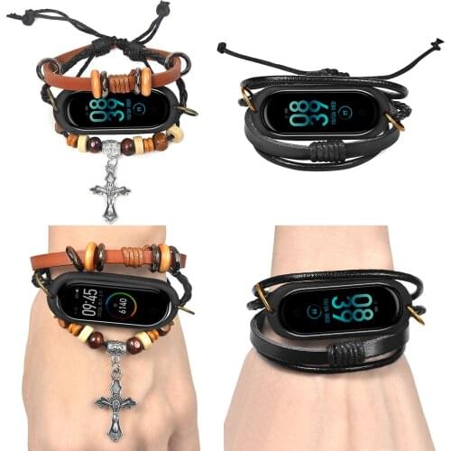 Gosear Retro Bracelet Replacement for Xiaomi Mi 4 Band DIY Bracelet Strap Punk Vintage Handcrafted Adjustable Braided Wristband