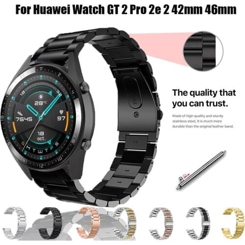 20/22mm Strap For Huawei Watch GT 2 42mm/2 Pro/2e Stainless Steel Band for Huawei Watch GT 2 46mm Replacement Bracelet Wristbelt