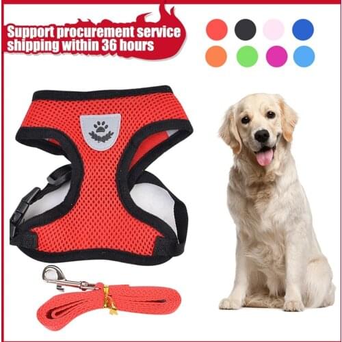 Adjustable Dog Harness Vest Walking Lead Leashs For Small Medium Dog Cat Soft Mesh Chest Strap Harness Pet Training Supplies