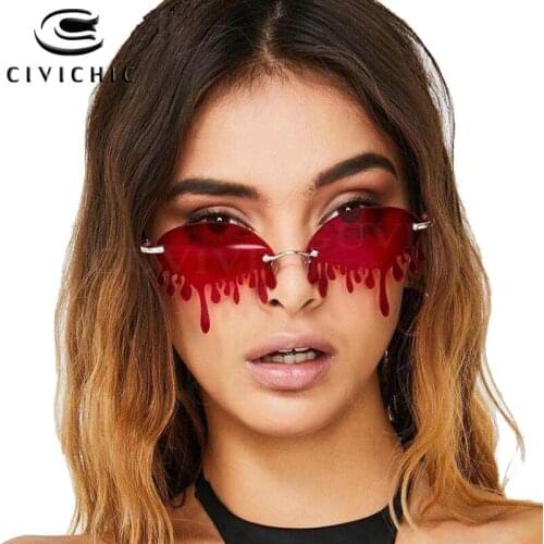 Chic Sunglasses Women Gothic Glasses Rimless Fancy Halloween Party Eyewear Street Snap Hipster Oculos Crying Tears Gafas S2012