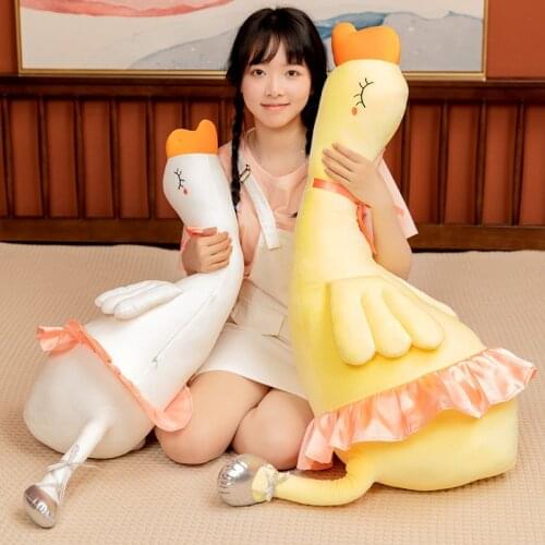 Cute Big Animal Plush Pillows Kawaii Yellow Duck Toy Giant Size Sky Long Neck Goose Lifelike Doll Toys for Kids Birthday Gift