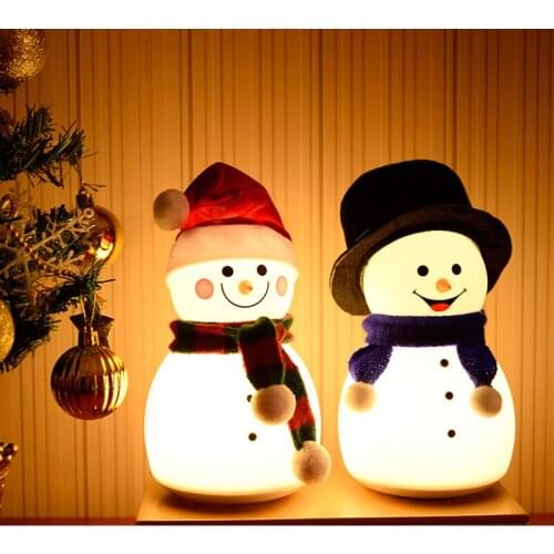 Lovely Cute Snowman Night Light Touch Sensor Silicone Children Kids Baby Bedside Decoration Christmas Gift