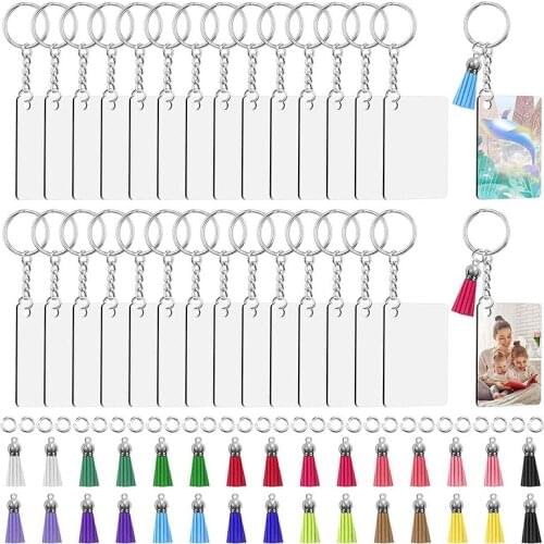 Sublimation Keychain Blanks Bulk, 120Pcs Sublimation Keychain Blanks Set with Tassels, Keychain Circle, Keychain
