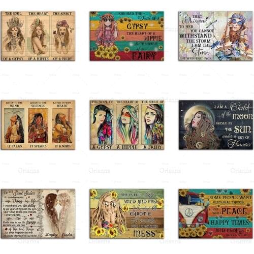 Witch Lioness Hippie Sailor Girl Flowers Wall Art Home Decor , Yoga Spirit Soul Sister Girl Flowers Prints,mermaid Poster