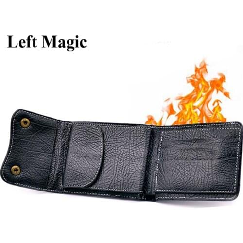 Magic Fire Wallet + Card to Wallet - 2 in1 Trick for Pro Magic Tricks Close Up Illusions Accessories Mentalism Gimmick Magia