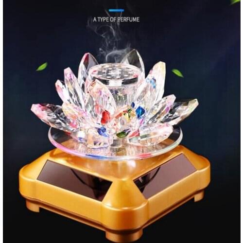 Solar rotating lotus perfume holder Car decorations with atmosphere lights Car interior decoration Ornaments Seven colors