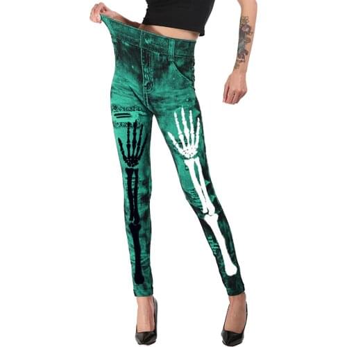 Female High Waist Leggings Spandex Skull Printing Tights Sports Gyms Skinny Yoga Pants Autumn Push Up Compression Long Trousers