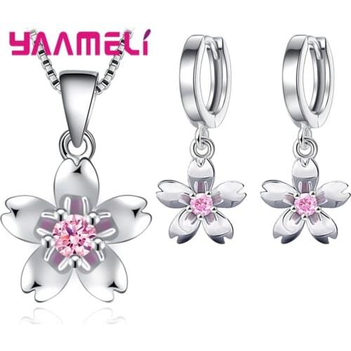 Unique Design 925 Sterling Silver Romantic Earrings Necklace for Women Girls Top Quality Anniversary Gift Elegant Flower Jewelry