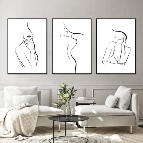 Woman One Line Drawing Canvas Print Beauty Fashion Female Figure Wall Art Painting Contemporary Picture Living Room Decoration