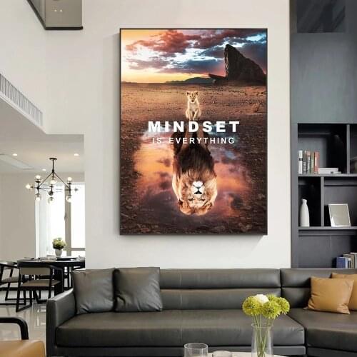 Animals Wall Art Canvas Posters Decor Kids Room Paintings Lion or Cat Tiger in Heart Posters Cuadros Painting Prints Pictures