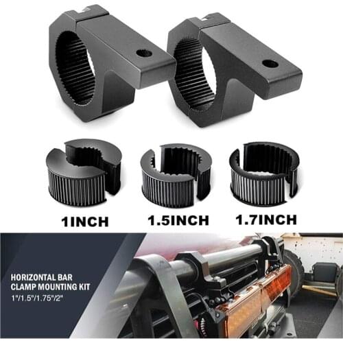 1Pair Off-Road LED Light Bar Mounting Brackets Horizontal Bar Tube Clamp Fit on 1"/1.5"/1.75"/2" Bars Holder for ATV UTV Truck