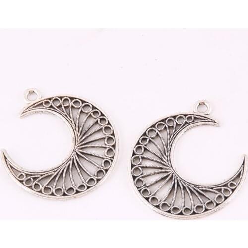10PCS Retro Zinc Alloy Silver Color Moon Ox Horn Shape Charms Pendants For DIY Jewelry Accessories