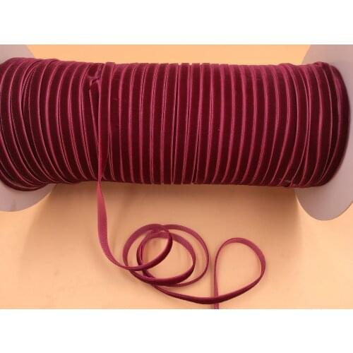 10yard/lot 1/4" 6mm wine single face velvet ribbon non elastic velour webbing headband Hair band accessories