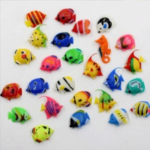 12pcs DIY Floating Plastic Tropical Fishes Aquarium Decoration Baby Bath Toy Y4UD