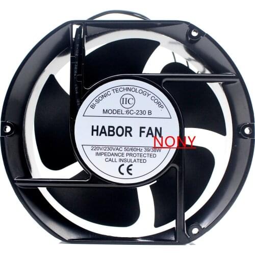 Bi-Sonic 6C-230B AC 220V 39W 172x150x50mm 2-Wire Server Cooling Fan