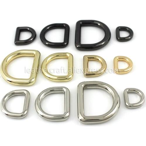 2pcs Metal Mold Cast D-ring Buckle Loops for Webbing Leather Craft Bag Strap Belt Buckle Garment DIY Accessory 10/13/16/19/24mm