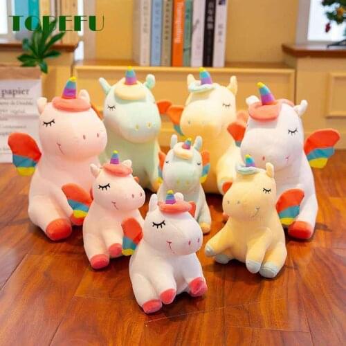 25CM Simulation Soft Cute Rainbow Style Unicorn Toy Plush Toys Wings Angel Animals Horse Christmas Gifts Baby Dolls ChildrenToys