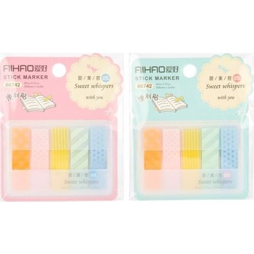 4pcs Sweet whisper stick marker Color index tag label adhesive memo pad Stationery Office accessories School supplies post F390