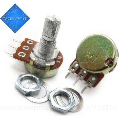 5pcs/lot 1K ohm WH148 B1K 3pin Linear Potentiometer 15mm Shaft With Nuts And Washers Hot In Stock