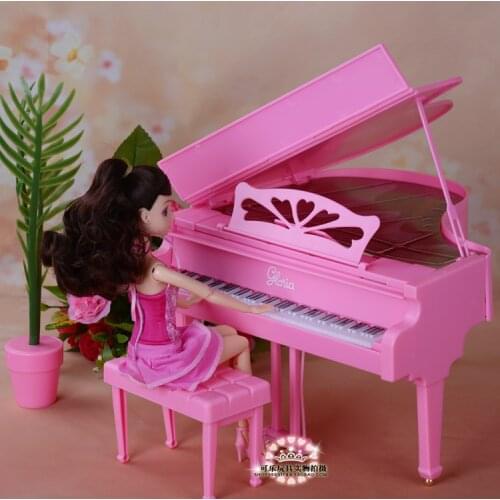 Dolls accessories new furniture pink simulation piano for barbie doll toy diy play sets children girls birthday gifts
