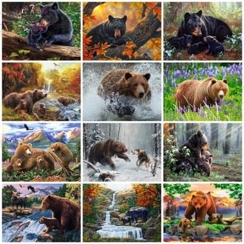 5D DIY Diamond Painting Animals Bear Full Diamond Embroidery Mosaic Cross Stitch Kit Home Wall Decor Forest Diamond Picture Gift