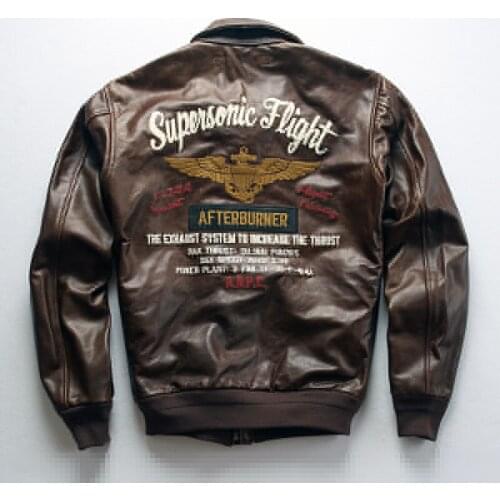 AVFLY 2020 New Men A2 Air Pilot Jacket Fashion First layer yellow cowhide flight bomber Jacket Russia Winter Coats Free Shipping