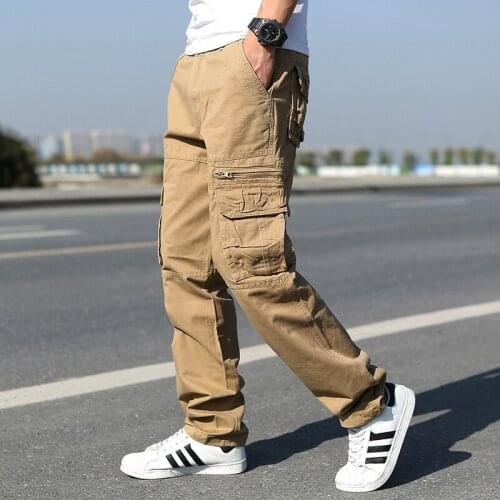 Fashion Men Cargo Pants cotton Casual Loose Multi Pockets Army Military Pants Mens streetwear Joggers Plus Size Long Trousers