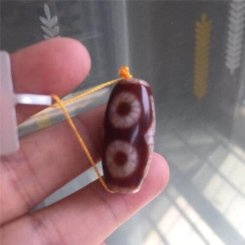 Grade AAA Red Agate 3 Eyes with Weathering Vein Natural Tibetan Dzi Beads for making diy Jewelry Oval , 15x30mm