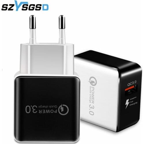 SZYSGSD QC 3.0 USB Quick Phone Charger Travel Wall Adapter 18W QC3.0 FCP Universal For Xiaomi iPhone Samsung Huawei US EU Plug