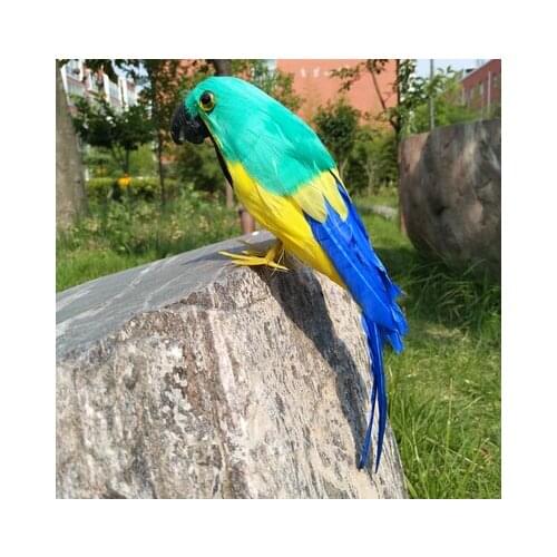 About 32cm coloured green feathers parrot model stage prop,garden decoration birthday gift w0978