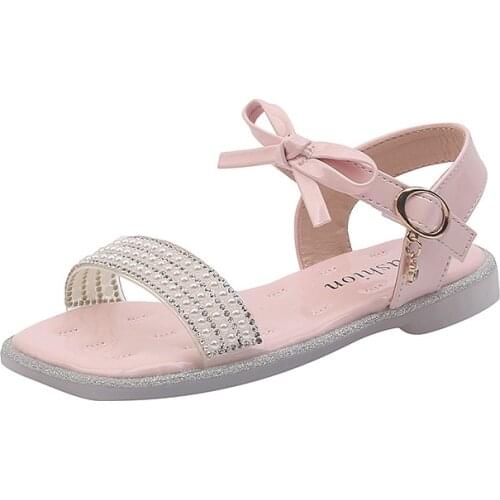 2021 Summer Korean Fashion Girls Sandals Kids Bow Princess Shoes Soft Sole Girls Leisure Beach Shoes Chic Flats Fashion Children