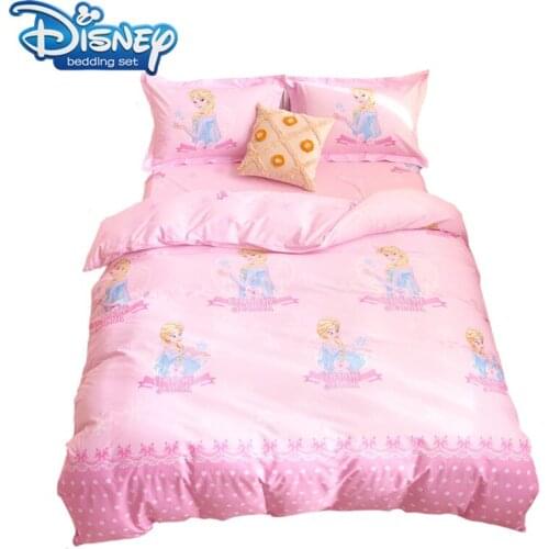 Disney queen size cotton pink Frozen Elsa bedding set for girls bedroom decoration twin queen comforter covers fitted sheet 5pc