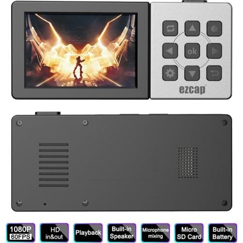 Ezcap 273A AV Game Capture Card Box 1080P 60fps HD Video Recorder Box for Micro SD Card with 3.5” LCD Screen Payback