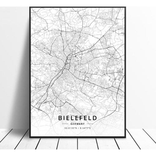 Hd print Minden Magdeburg Bielefeld Remscheid Kiel Karlsruhe Germany Canvas Art Map Poster bedroom home decor frame