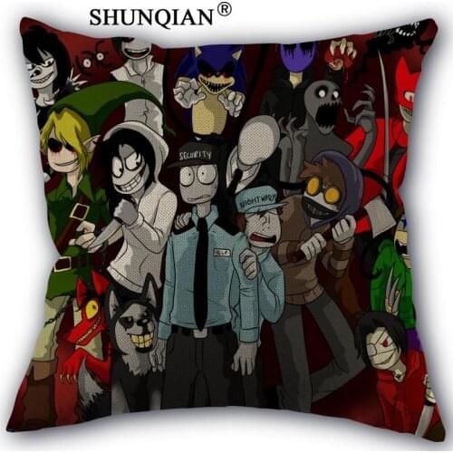 Slender family Linen Cotton Pillow Covers Printed Square Home Decorative No Core Pillowcase 45x45cm one side