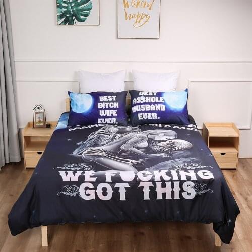 Sugar Skull Bedding Set 3D Printed Single Sexy Girl Motorcycle Duvet Cover Set Twin Full Queen King Bedlinen For Home Teen Adult