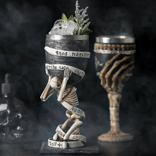 Creative 3D Skull Cocktail Goblet Wine Glass Stainless Steel Inner Dragon Bar Home Party Decoration Cup Beer Mug