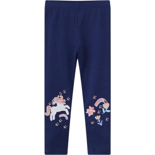 Jumping Meters New Arrival Girls Leggings Pants Unicorn Embroidery Fashion Childrens Autumn Spring Skinny Pants Kids Wear