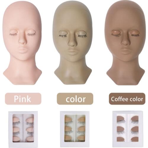 Eyelashes Extension Silicone Head Mannequin Removable Eyes Learner Double Eyelid Kit Practice Head Model Eyelash Teaching Tool