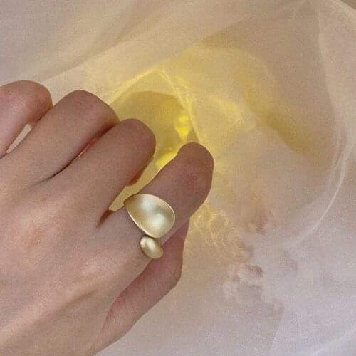 Metal Geometric Matte Adjustable Opening Ring Metal Geometric Matte Open Ring Women Cold Wind Ring