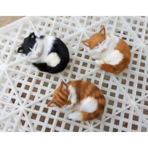 Simulation cute sleeping cat 10x7x5cm toy model polyethylene&furs cat model home decoration props ,model gift d199