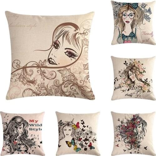 Fashion Sexy Lady Pinup Girl Poster Print Cushion Cover Modern Decorative Pillow case Vintage Cotton Linen Car Pillowslip ZY1302