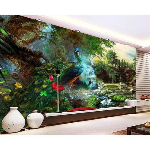 Beibehang custom wallpaper peacock 3D photo wall mural wallpaper bedroom living room wallpaper for walls 3 d papel de parede