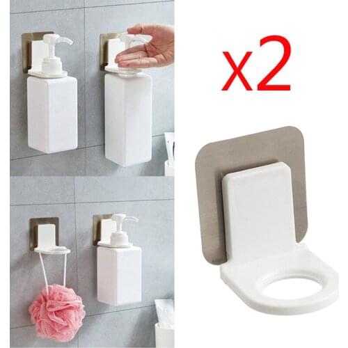Self Sticky Wall Mounted Shampoo Hook Hand Soap Bottle Bathroom Plastic Wall Storage Strong Hook Power Plug Socket Hanger Holder
